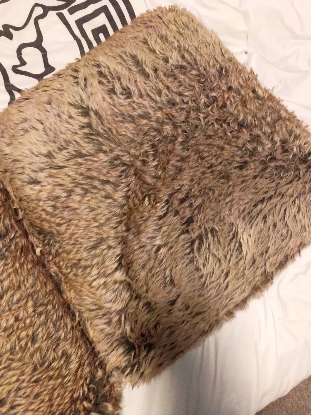 Plush Faux Fur Throw Pillow Covers in Brown - Set of 2